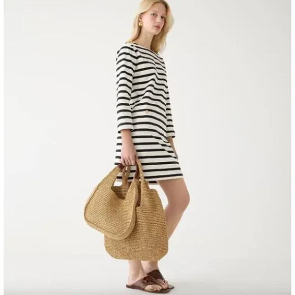 J. CREW Mariner Cloth Shirt Dress Gold Buttons Black White Stripe Sz XXL {3D47} - Picture 2 of 8